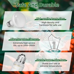2-Pack 100W Reptile Heat Lamp 100W Amphibians Basking Light Bulb UVA Heat Lamp
