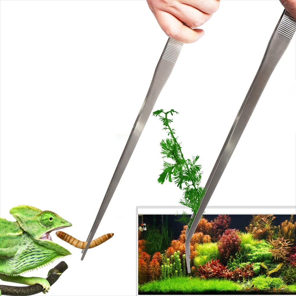 2Pcs 18.9 inch Extra Long Tweezers for Salt & Fresh Water, Heavy Duty Reptile…