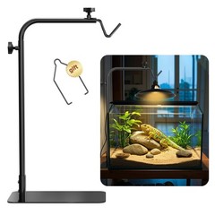 Josmimic Reptile Heat Lamp Stand Adjustable 18″-32″: Light 32″ Height, Black
