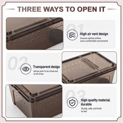 Irenare 8 Pcs Reptile Breeding Box Plastic 10.6 x 7.4 x 4.7 Inch, Black