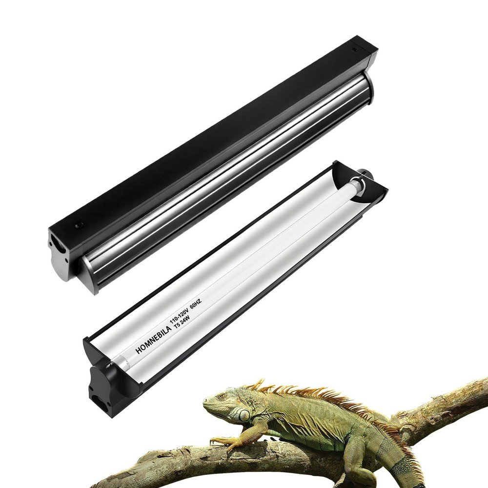 T5 10.0 UVB Reptile Light Fixture, T5 UVA UVB Light Tube Lamp Blub 24W 22″ fo…