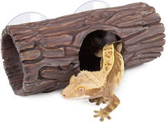 REPTIZOO Reptile Hide Cave Resin Hollow Tree Trunk Hideout Hermit Crab Climbi…