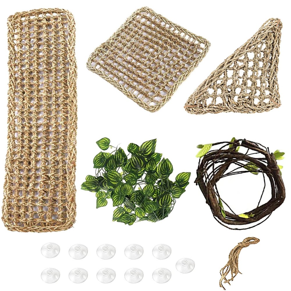 Hammock for Bearded Dragons,Lizard Lounger Reptile Natural Seagrass Habitat D…