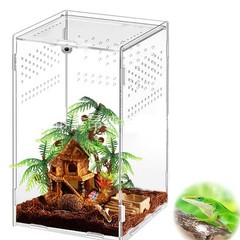 4.7×4.7×8 Inch Acrylic Mini Reptile Terrarium Tank Tarantula Enclosure