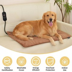 Upgraded Pet Heating Pad, 5 Adjustable Temperature & Timer, Chew-Resistant El…