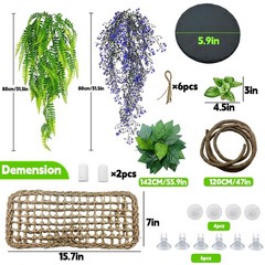 8PCS Bearded Dragon Hammock Reptile Basking Platform Rock Reptile Artificial …
