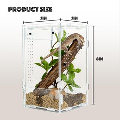 Acrylic Reptile Tank 5x5x8 – Terrarium for Crested Gecko, Lizards, Snakes & Spid