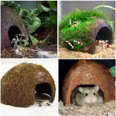 Coconut Hut for Crested Gecko, 5X3 Inches Reptile Climbing Hide, Leopard Gecko T