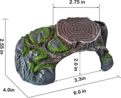 Resin Reptile Hide Cave,Leopard Gecko Cave Hideout Reptiles Habitat Tree Stump