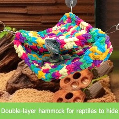 Hand-Knitted‌ Soft Lizard Hammock,Double-Layer Hammock for Bearded Dragon Tan…