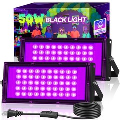 2 Pack 50W LED Black Light, Blacklight Flood Light for Glow Party IP66