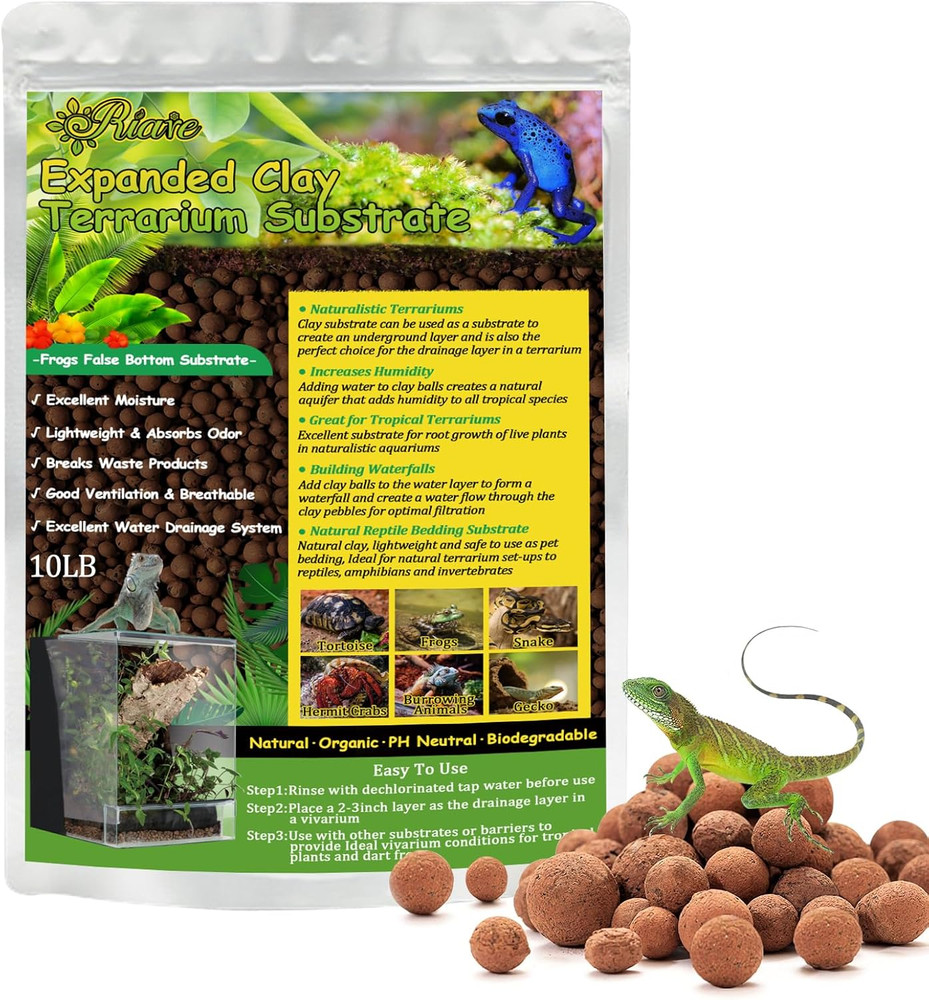 Natural Expanded Clay Terrarium Substrate – Leca Pebbles False Bottom Drainage