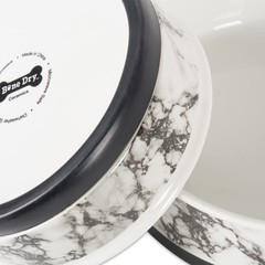 Bone Dry Pet Bowl Collection Ceramic Set, Small, Marble, 2 Count White