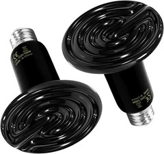 Reptile Heat Lamp 100W 2-Pack Ceramic Heat Emitter, No Light Emitting Heat Bulbs