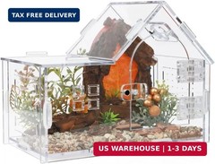 Acrylic Jumping Spider Enclosure House-Shaped Terrarium | Clear 360° view tank,