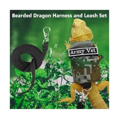 Bearded Dragon Harness Leash Set with Patch Adjustable Lizard Traction Rope E…
