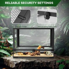 34/50/67 Gallon Reptile Tank ReptileTall Glass Terrarium Double Hinge Door