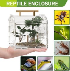 Acrylic Jumping Spider Enclosure Magnetic Lock Terrarium with Feeding Port
