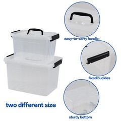12 Quart & 6 Quart Clear Plastic Storage Bins, Latching Storage Box Bin with …
