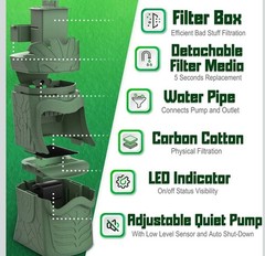 🦎 ECKPO Chameleon Water Feeder Fountain – GREEN – Silent Pump, Filtered Drip –