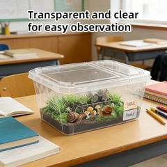 3Pcs Reptile Feeding Box Set, 3-Size Plastic Reptile Critter Keeper with Clear