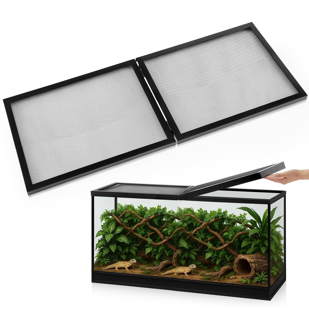 Landhoow 60-75 Gallon Reptile Terrarium Screen Cover with Hinged Door