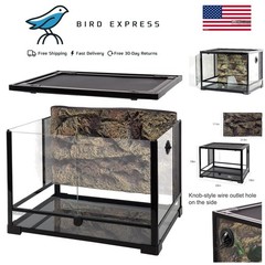 Large 34 Gallon Reptile Glass Terrarium with Foam Background & Double Hinge Door
