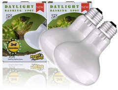 ReptiKing Reptile Heat Bulb Lamp, 2-Pack 75W Daylight 75W, White