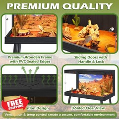 Royxen Bearded Dragon Tank Black 31 Gallon 24x16x16