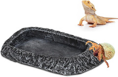 Reptile Water Dish for Bearded Dragon Tank Accessories, Hermit Crab Food Bowl R