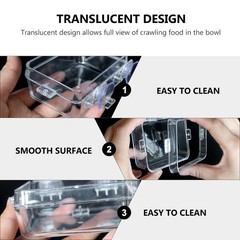 2pcs Reptile Water Dish Transparent Basin Lizard Feeder Anti-Escape Feeding Bowl