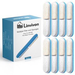 8-Pack Replacement Filters & Sponges Only for WF400 Pet Water Fountain, Desig…