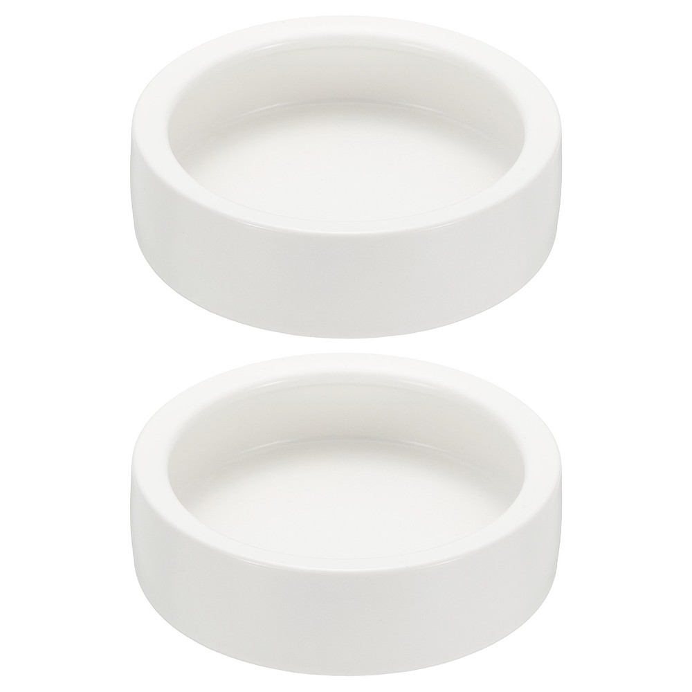 Reptile Food Bowl, Worm Water Dish Ceramic Pet Bowl Small (4 In, White, 2 Pack)