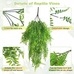 2 Pcs Green Hanging Reptile Plants Fake Boston Climbing Vines