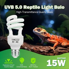 15W 5.0 UVB Reptile Light Bulb Tropical UVA Fluorescent Terrarium Lamp