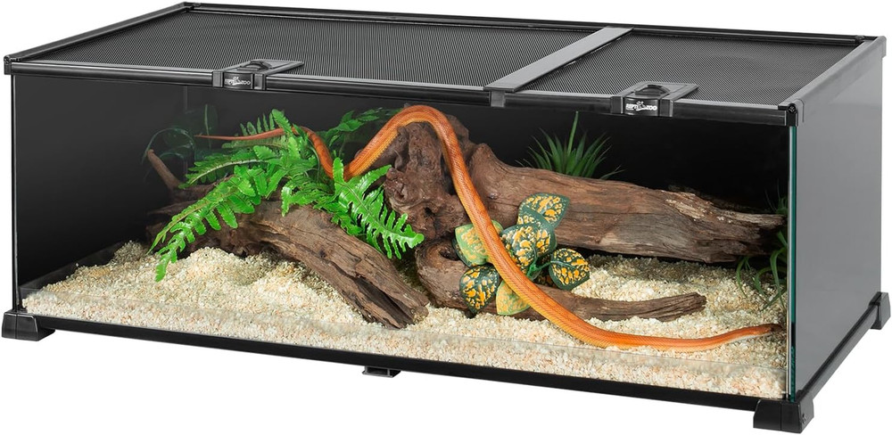 30″ Reptile Terrarium Tank with Ventilation & Feeding Ports for Snakes & Spiders