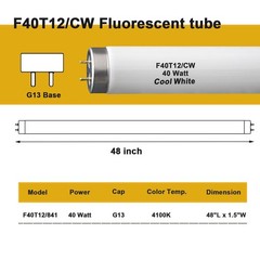 (6 Pack) F40T12 48 inch luorescent Bulbs,T12 4 Foot Linear Fluorescent Tube,4…