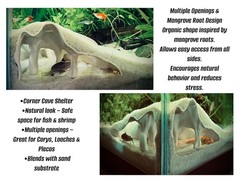 Aquarium & Terrarium Corner Underground Cave – Faux Mangrove Root Hideout for…
