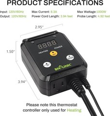 Versatile 1000W Digital Thermostat for Germination & Reptile Tanks, Approved