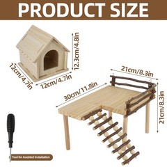 Wooden Hamster House Platform Ladder Cage Accessories Toy Hideout Habitat
