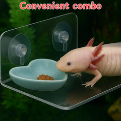 Axolotl Hammock Ledge for Aquarium and Feeding Dish, Axolotl Hammock with Cerami