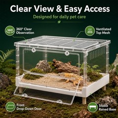 Reptile Enclosure Terrarium 30 Gal 28″x18″x17″ Clear Low Habitat Foldable
