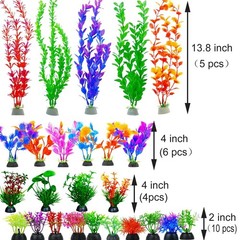 25 Pack Aquarium Plants, Fish Tank Decoration Colorful Artificial Fish Tank D…