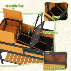 Tortoise Habitat with Adjustable Lamp Holder, Storage Shelf, Yellow