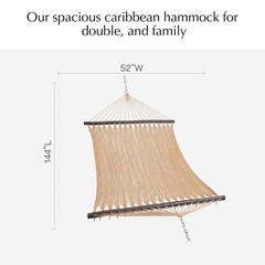 PNAEUT 2 Person Caribbean Rope Hammocks for Outside, 12ft Handwoven Polyester…
