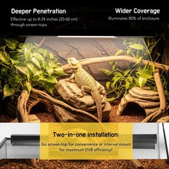 Upgraded T5 UVB Reptile Light, 10.0 UVB 8W German Made Fluorescent Lamp and F…