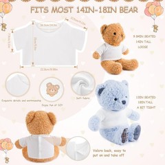 18 Pcs Stuffed Bear Clothes Sublimation Blank Bear Shirt Doll T-Shirts Stuffe…