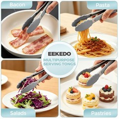 Small Cooking Tongs 7 inch Mini Serving Tongs with Silicone Tips, Set of 3 (B…