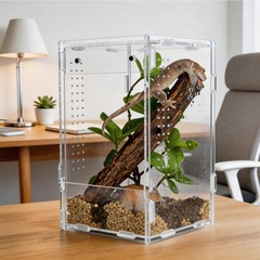 Acrylic Reptile Tank 5x5x8 – Terrarium for Crested Gecko, Lizards, Snakes & Spid