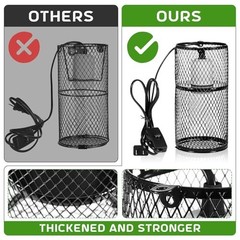 4 Pcs Reptile Heat Lamp Guard with 150W Ceramic Emitter & Mesh Cage – Basking Pr